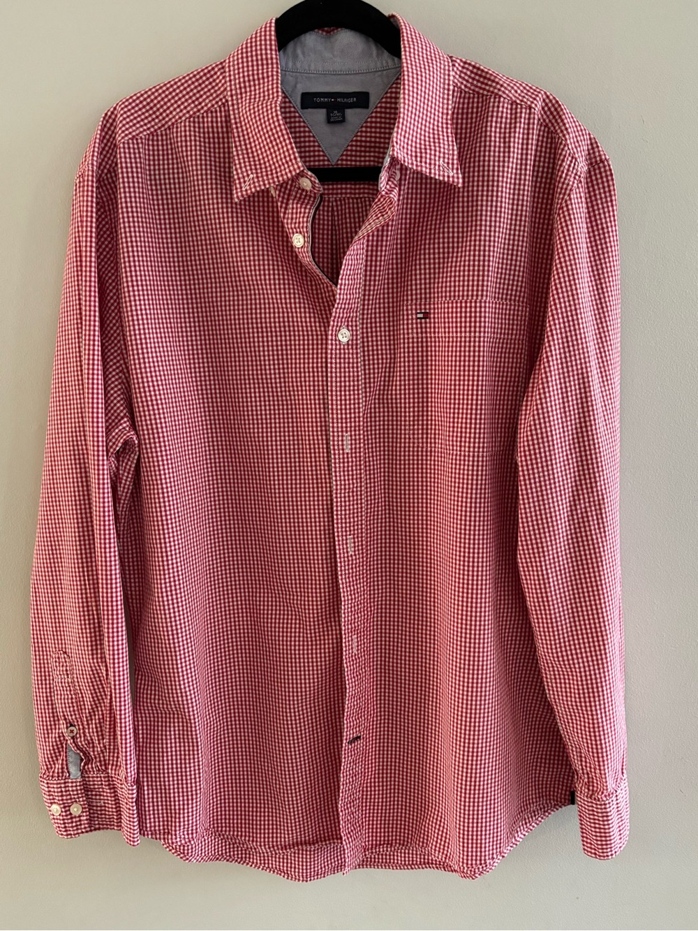 Tommy Hilfiger Men's Red Gingham Button-Down Shirt Sz XL